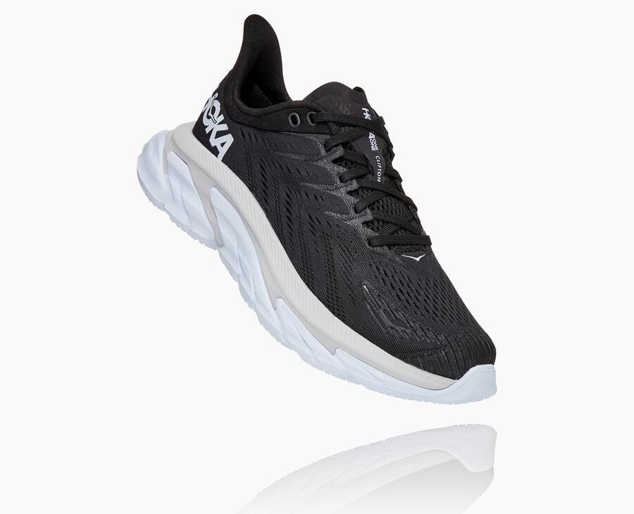 Running Shoes Womens - Hoka One One Clifton Edge - Black/White - DCWKNZO-78